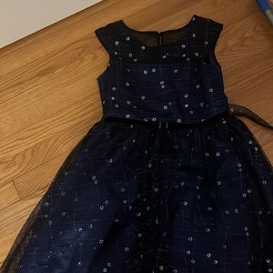 Girls formal blue dress with flowers